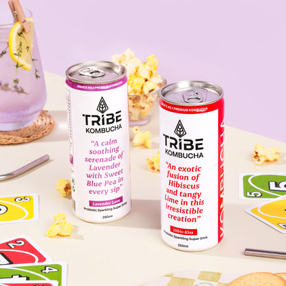 Tribe Kombucha Probiotic Super Drink | Supports Gut Health | Gluten-Free | Naturally Fermented | Super Refreshing | Gluten free | Antioxidant and Hydration | Lavender and Hibiscus| Pack of 24 |250 ML