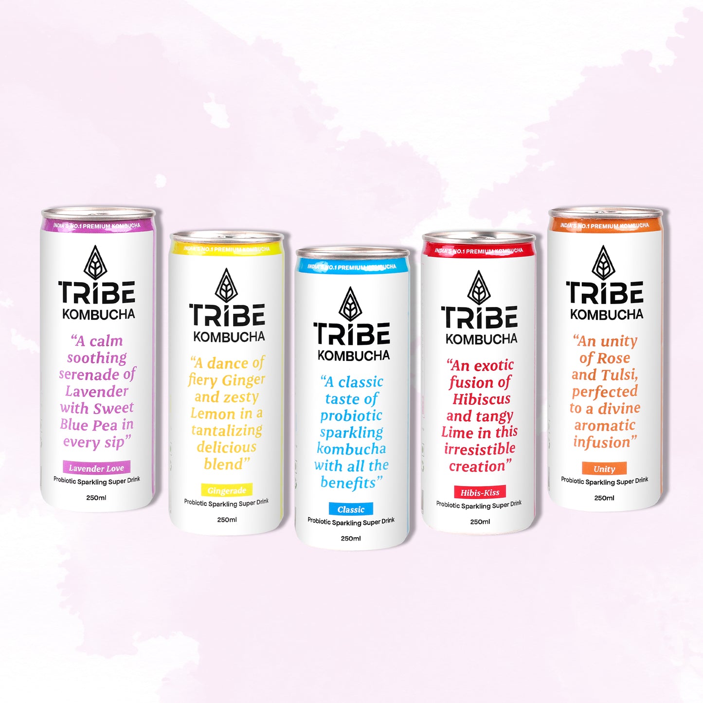 Tribe Kombucha Probiotic Super Drink | Supports Gut Health | Gluten-Free | Naturally Fermented | Super Refreshing | Classic and Lavender| Pack of 24 |250 ML