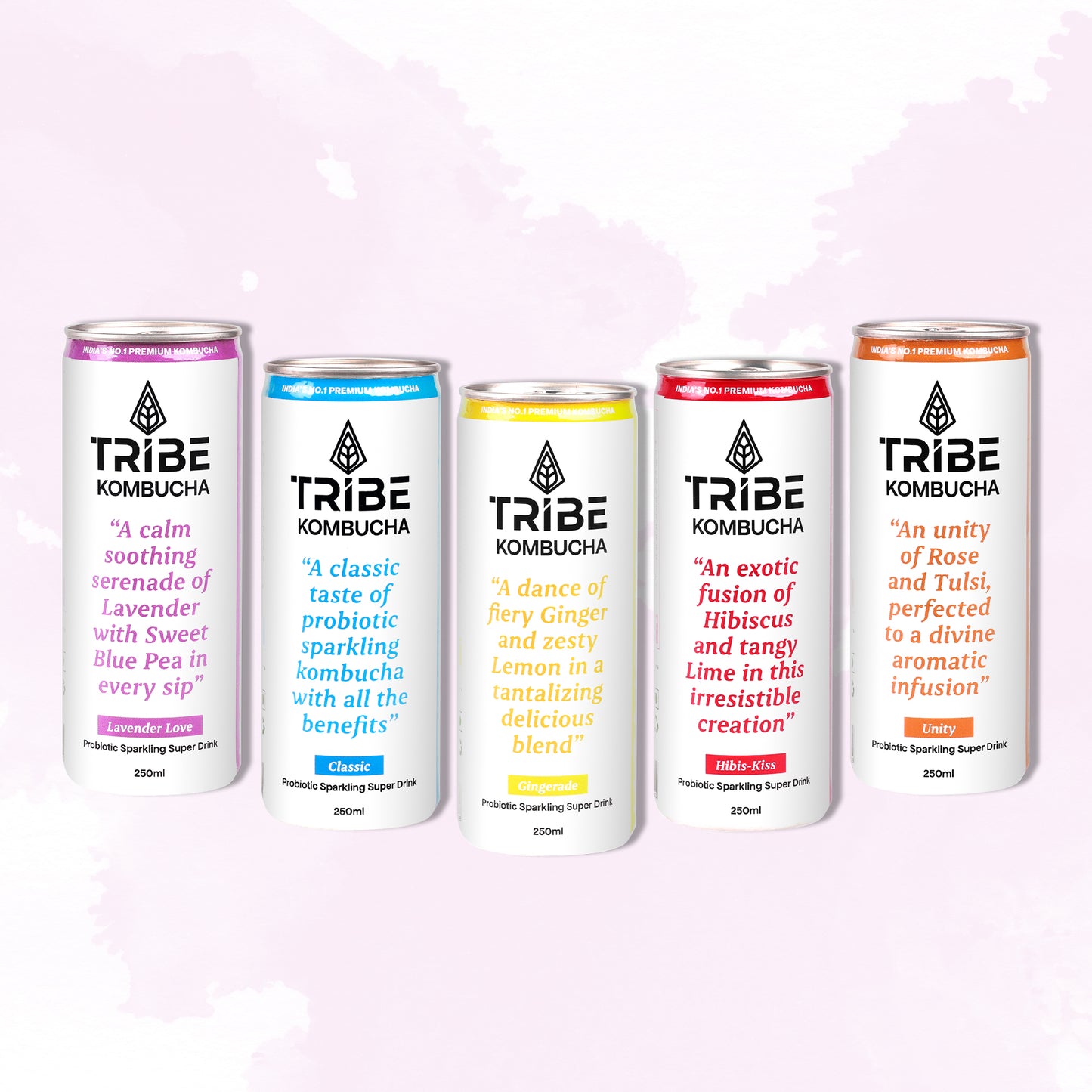 Tribe Kombucha Probiotic Super Drink | Supports Gut Health | Gluten-Free | Naturally Fermented | Super Refreshing | | Gluten free | Antioxidant and Hydration | Gingerade and Lavender| ack of 24 |250 ML