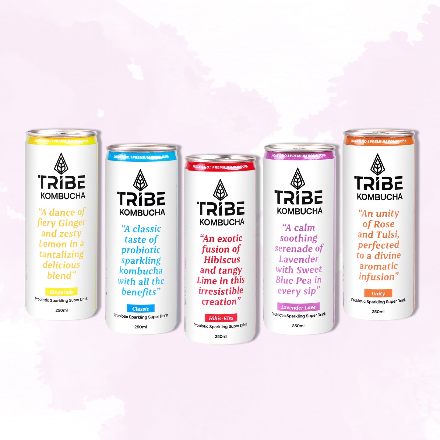 Tribe Kombucha Probiotic Super Drink | Supports Gut Health | Gluten-Free | Naturally Fermented | Super Refreshing | Gluten free | Antioxidant and Hydration | Lavender and Hibiscus| Pack of 24 |250 ML