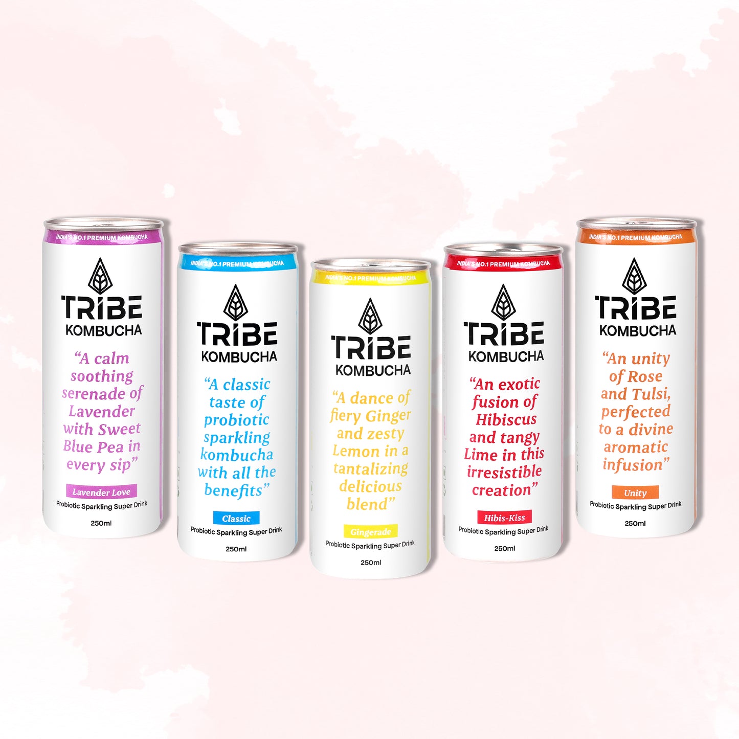 Tribe Kombucha Probiotic Super Drink | Supports Gut Health | Gluten-Free | Naturally Fermented | Super Refreshing | Gluten free | Antioxidant and Hydration | Gingerade and Hibiscus|Pack of 24 |250 ML